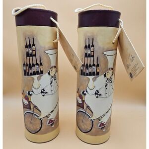 Vintage Tri Coastal Design Jennifer Garant 2 WineTube Gift Box Holder Chef Decor
